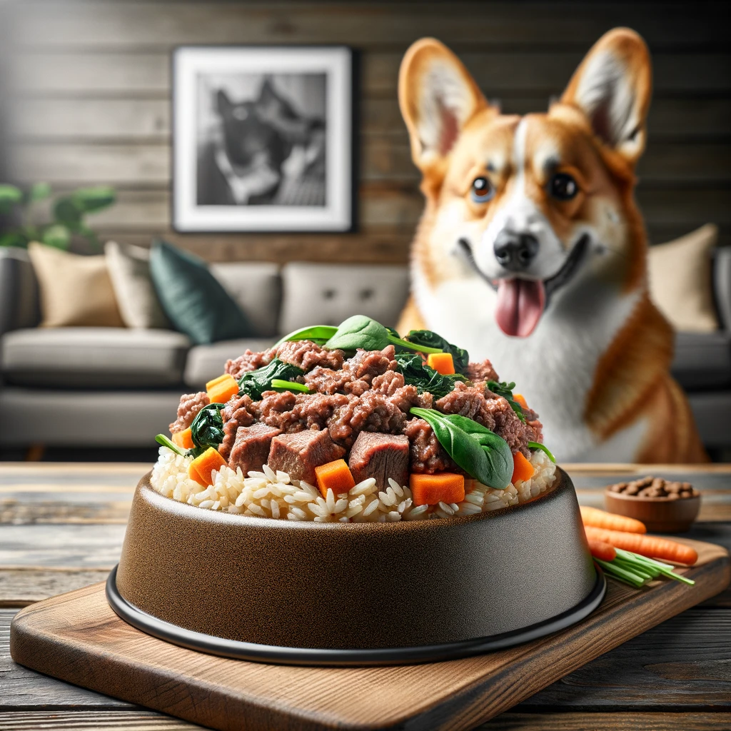 Homemade Dog Food Beef Recipe With Brown Rice for Corgis