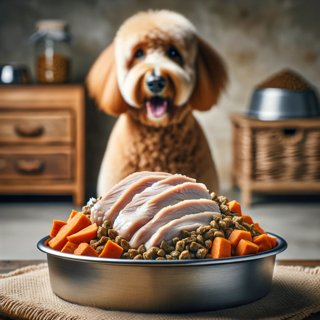 Homemade Dog Food Chicken Recipe With Sweet Potatoes for Goldendoodles