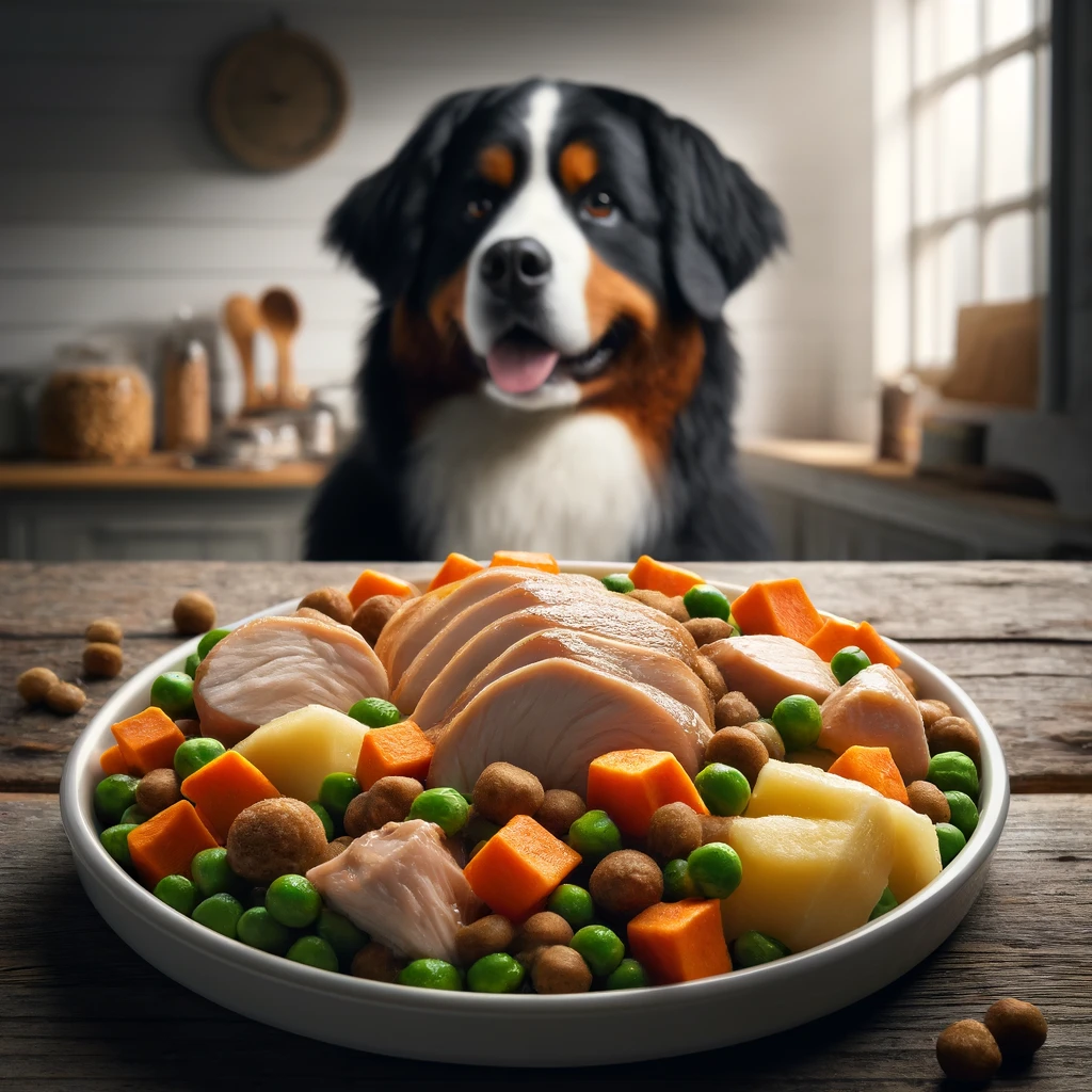Homemade Dog Food Recipe with Chicken Thighs for Bernese Mountain Dogs